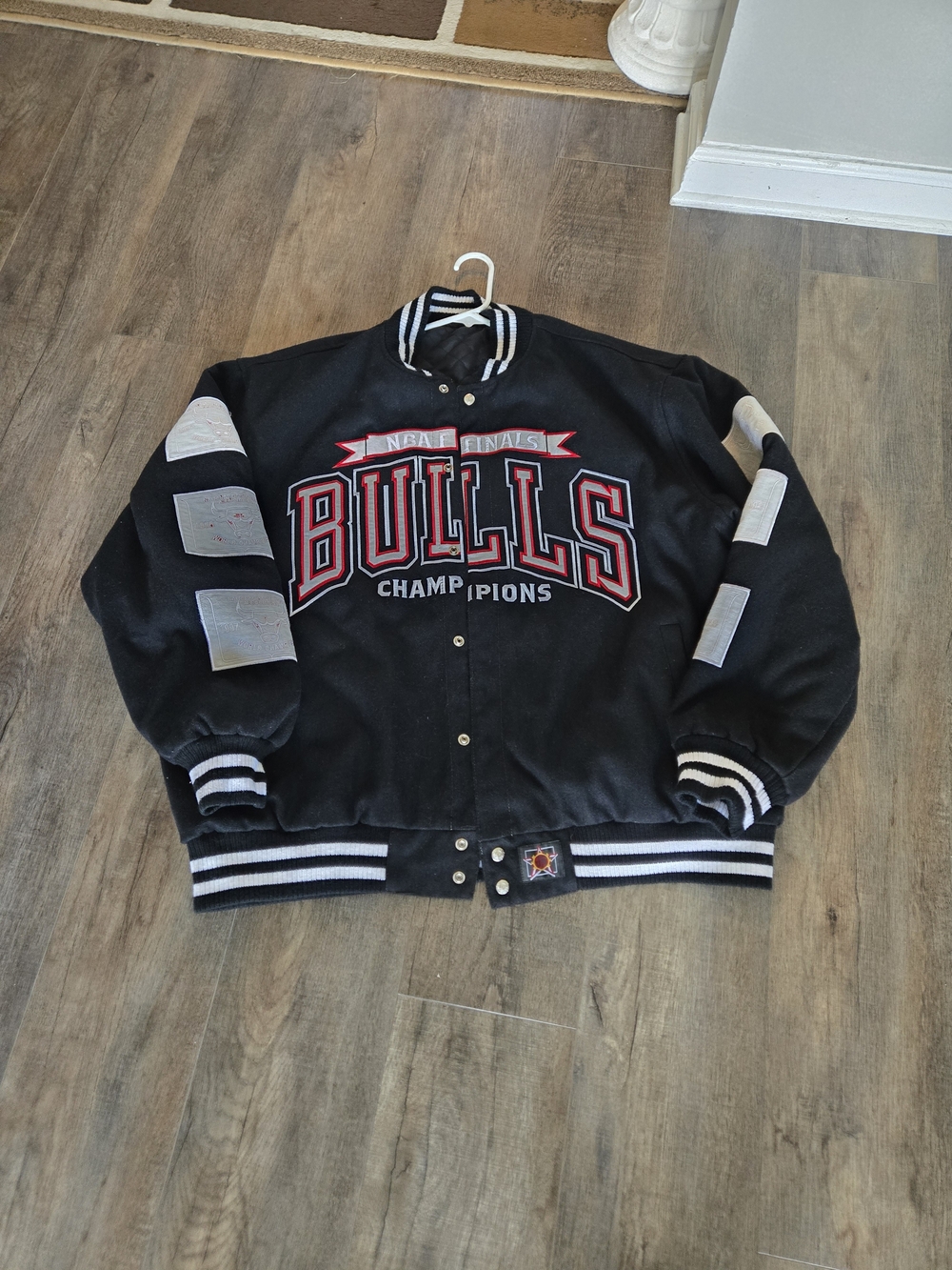 NBA Jordan Chicago Bulls Black Jacket with Black and Red Logo